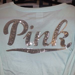 PINK Blue Long Sleeve Logo Top 💙